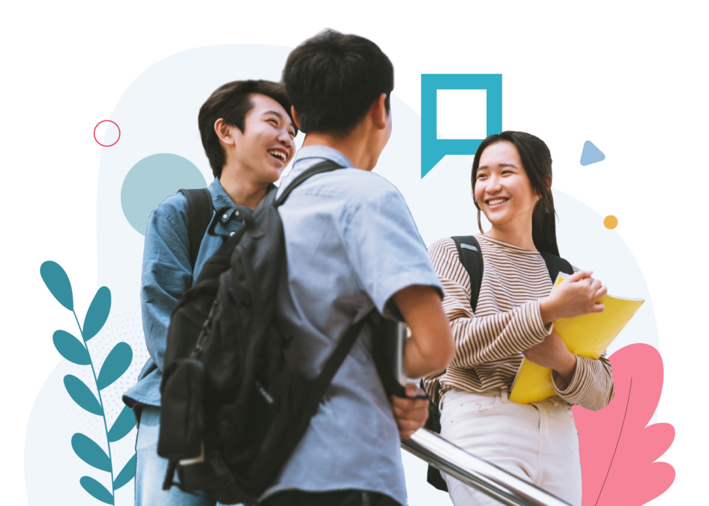 Students talking on campus